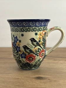 Polish Pottery Bistro Mug Unikat 3147 M. Starzyk Floral Ceramika Artystyczna - Picture 1 of 8