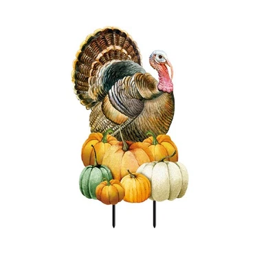 Briarwood Lane Turkey and Pumpkins Metal Art - Image 1 of 3