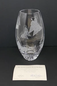 Jarrón mariposa esmerilado grabado en cristal Lenox - Imagen 1 de 11