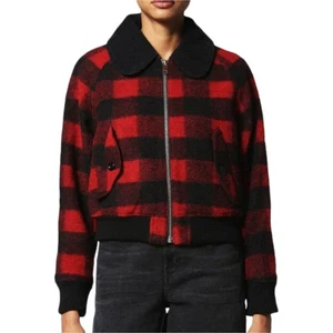 DIESEL W Rosie Womens Jackets Quilted Buffalo Cropped Check Wool Winter Outwear - Picture 1 of 11
