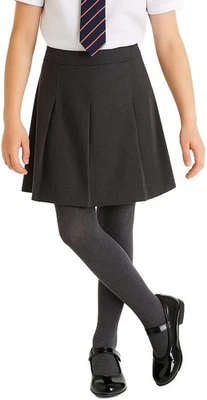 EX MS (MAJOR-STORE) ex uk store 6 Pack Girls School Tights Cotton Rich Reinforced Toes Grey Uniform