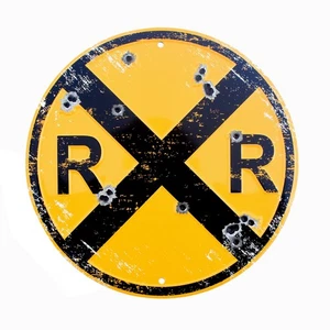 Bullet XING RR Railroad Crossing Train Sign Rustic Railfan Wall Art Home Decor - Picture 1 of 5