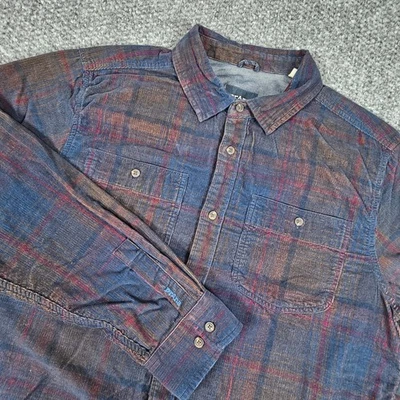 Camisa Prana Para Hombres Pana A Cuadros Abotonada Manga Larga Grande Informal Ropa de Trabajo Foto 1 de 4