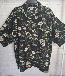 Camisa Rima Para Hombre Tropical Con Botones Manga Corta Negra Blanca Verde Estampado 2XL - Imagen 1 de 6