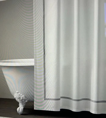 HERRAJES DE RESTAURACIÓN Cortina de Ducha Hotel Italiana Negro Blanco Puntada Satinada Foto 1 de 4