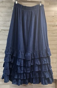 Gotcha Covered L Denim Maxi Twist Rock mit Rüschen unten Western Gummibund - Bild 1 von 8