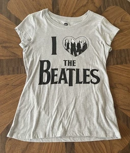 The Beatles Youth T-Shirt L 11-13 Gray Crew Neck Front Graphic Women’s Cut - Picture 1 of 6