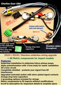 ES-335 Solderless Wiring Upgrade + Alpha 17mm pots + All Metric for Imports - Picture 1 of 6