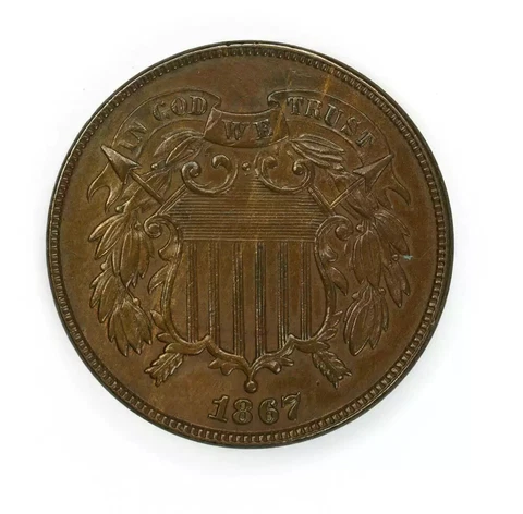 1867 TWO CENT PIECE 2C AU ABOUT UNC / BU BRILLIANT UNCIRCULATED (67630) Cover