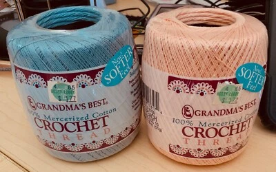 De colección Lote 2 MEJOR ALGODÓN MERCERIZADO DE LA ABUELA TALLA 10 350 YD EA Azul Melocotón y Lt Foto 1 de 2