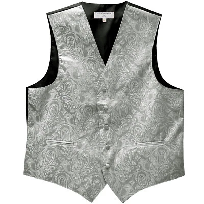 New Men's Formal Tuxedo Vest Waistcoat only paisley Silver wedding  - Image 1 of 3