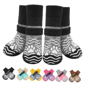 Anti Slip Dog Socks, Shoes with Grippers to Prevent Large (2 Pair) Grey&Black - Picture 1 of 7
