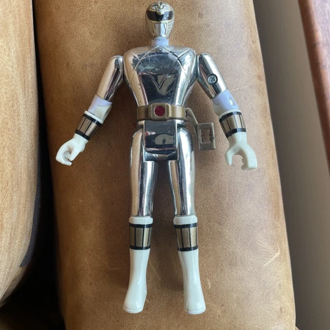 Vintage 1995 Power Rangers Chrome Silver WHITE RANGER Action Figure MMPR Cover