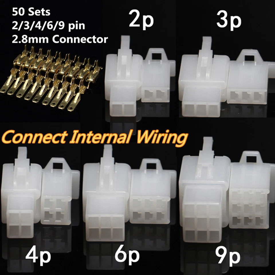 50 X Car Electrical 2.8mm 2 3 4 6 9 Pin Cable Crimp Connector Terminal w Hook - Image 1 of 4