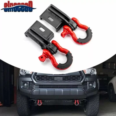 Soporte de gancho de remolque delantero para Toyota Tacoma 2009-2022 2023 + grilletes de anillo en D Foto 1 de 4