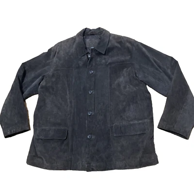 Chaqueta de Cuero Gamuza KNIGHTSBRIDGE Hombres XL Vintage Años 90 Marrón Western Chore Abrigo Foto 1 de 4