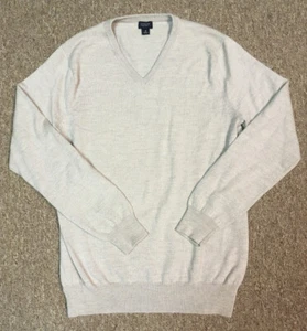 Suéter J Crew 100% Lana Merino Cuello en V, Beige, S - Imagen 1 de 5