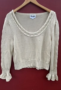 Rouje Pullover 42 beige hellbraun Rundhals Zopfmuster Baumwolle - Bild 1 von 7