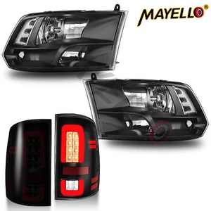 For 2009-2018 Dodge Ram 1500 2500 3500 4PCS Black Headlights+LED DRL Tail Lights - Picture 1 of 12