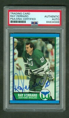 Ray Ferraro 1989-90 Topps #70 Whalers PSA Authentic Encased On Card Autograph - Image 1 of 2