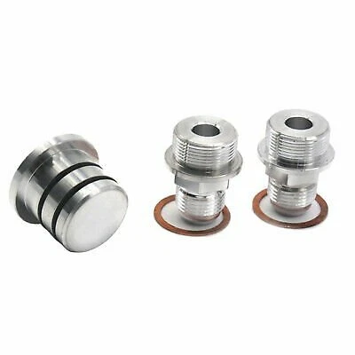 REAR BLOCK BREATHER FITTINGS AND PLUG FOR B16 B18C CATCH CAN M28 TO 10AN-Silver - Image 1 of 4