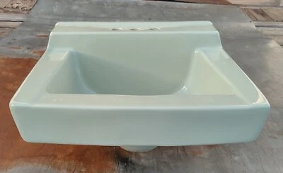 Seafoam green bathroom sink wall mount style ceramic - Image 1 of 4