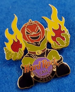 PARÍS HALLOWEEN MALVADO CABEZA DE CALABAZA FUEGO MONSTRUO LLAMAS 2001 Hard Rock Café PIN LE - Imagen 1 de 1