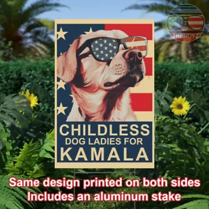 Letrero de patio de plástico para Kamala Harris President 2024 de perro sin hijos - Imagen 1 de 17
