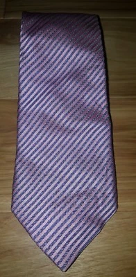 Corbata Corneliani Hecha en ITALIA Champagne Rosa Gris Tejida a Rayas Formal Seda $135 Foto 1 de 4