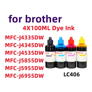 Premium Ink bottles for brother MFC-J5855DW MFC-J5955DW LC406 LC-406 Pigment BK - Afbeelding 1 van 6