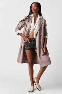 Free People Trench Ladies Sz XS Lilac Mauve Freddie Trench Longline Blazer - Picture 1 of 13