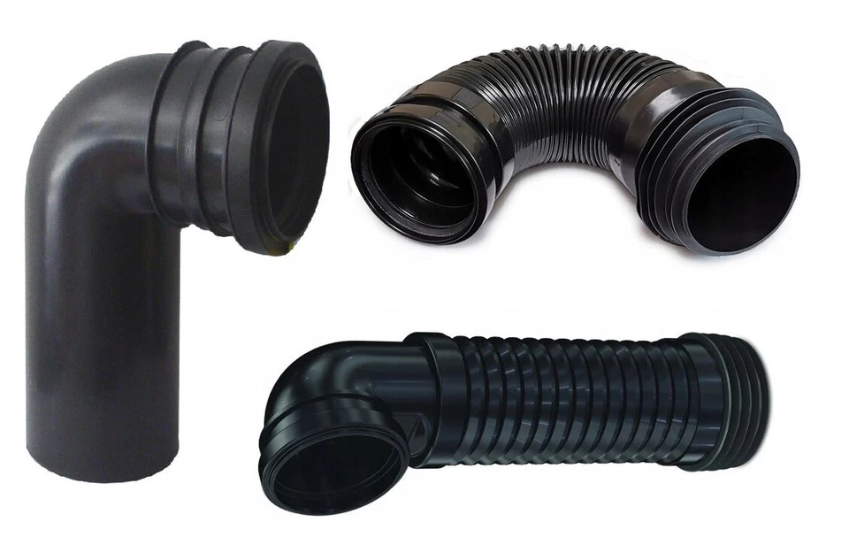  Anschluß flexibel Rohrstutzen WC Bogen Anschlussbogen Schwarz DN 110/90  - Bild 1 von 1