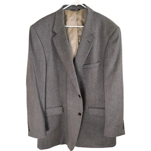 Grant Thomas Men’s 48L Gray Herringbone Pure New Wool 2 Button Blazer EUC - Picture 1 of 8