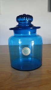 Vintage Rare Counterpoint San Francisco Handblown Glass Blue Jar With Lid Japan - Picture 1 of 7