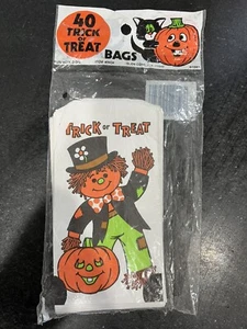 Neu Halloween Papier Trick or Treat Beutel versiegelt 1980er Vintage Vogelscheuche - Bild 1 von 4