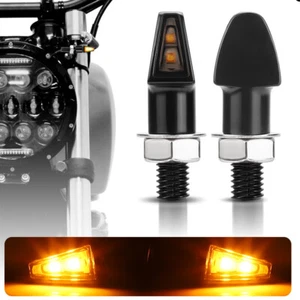 2X Motorcycle LED Turn Signal Light Blinker Amber Indicator Mini Black Universal - Picture 1 of 10
