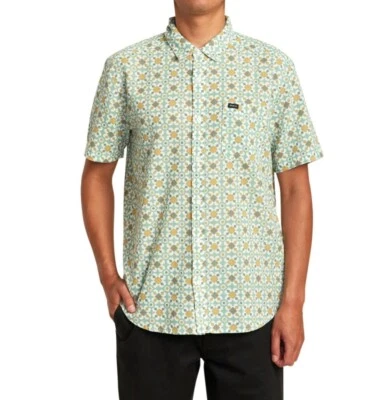 Camisa con botones RVCA para hombre VACATIONIST S/S - GHZ - mediana - nueva con etiquetas Foto 1 de 3