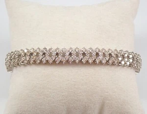 Brilliant Cut Lab Created Diamond 14K White Gold Plated Anniversary Bracelet - Picture 1 of 5