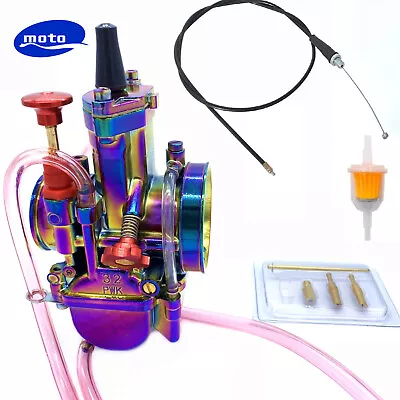 Carburetor &Throttle Cable For Suzuki RM65 RM85 RM85L Kawasaki KX80 KX100 PWK32 - Image 1 of 4
