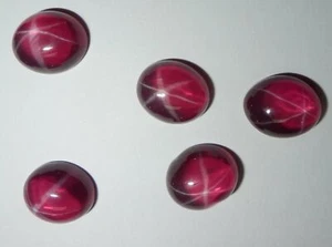 Transparent Star Ruby Oval 12x10 mm Cabochon 6 Rayed Lab-created 5 pieces Lot - Picture 1 of 12