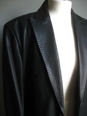 Mens LEATHER JACKET M&S BLAZER small 36 38 soft brown fine box AUTOGRAPH real - Image 1 of 4