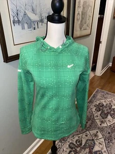 Nike Dri-Fit Hoodie Hooded Vented Running Shirt Green Plaid Women's Small - Picture 1 of 5