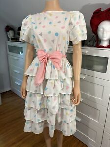 1980's Cotton Party Dress- Awesome Colors and Style