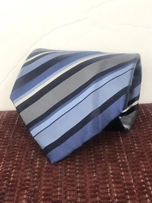 Corbata de diseñador GEOFFREY BEENE 100 % seda azul marino/azul/plateado para hombre Foto 1 de 4