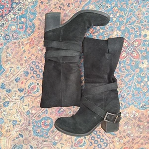 Schuhe Stiefel Gr. 40 schwarz, weiß die Marke nicht mehr, Velourleder - Bild 1 von 5