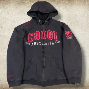 Vintage Y2K COOGI Men's Zip Up Hoodie Size XL Black/Red Embroidered Hip Hop - Picture 1 of 14