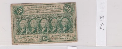 1862 FIRST ISSUE Fractional Currency 50 Cents, FR# 1313 Civil War - FINE PLUS - Image 1 of 2