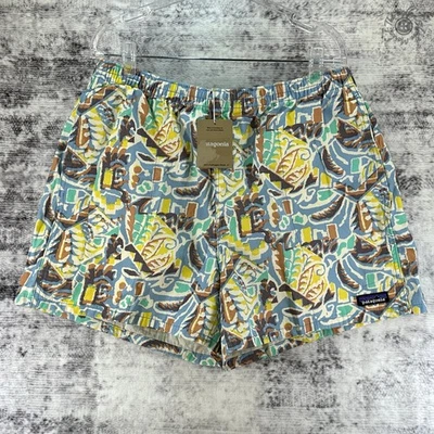 NWT Patagonia Funhoggers Shorts 4" Thriving Planet Lago Blue Womens Large 57160 - Image 1 of 4