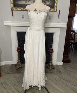 Vestido de novia Theia Illusion cuello lentejuelas marfil talla 6 - Imagen 1 de 7