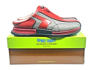 Donald Pliner Herren 13 M grau rot Nappaleder Reißverschluss Slipper ~ Made in Italy - Bild 1 von 8
